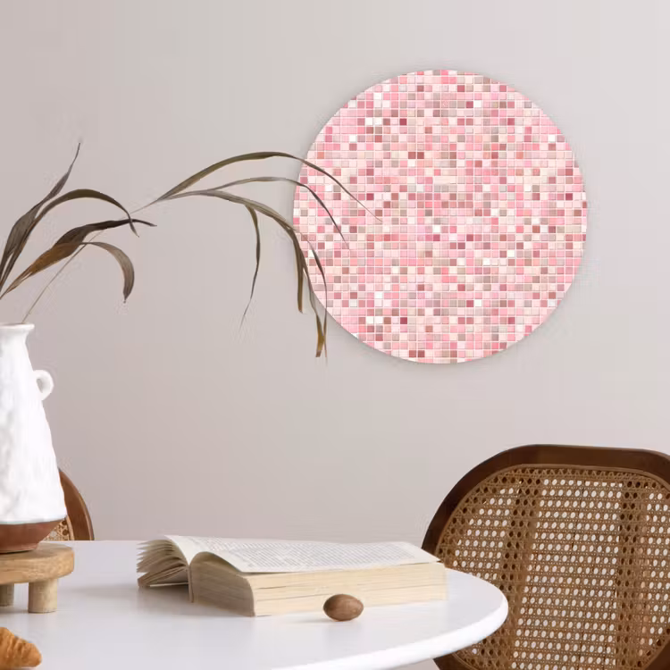 Mozaïek - Patroon - Roze Wandcirkel kunststof plaat 5mm dik klein 188 -sfeer4