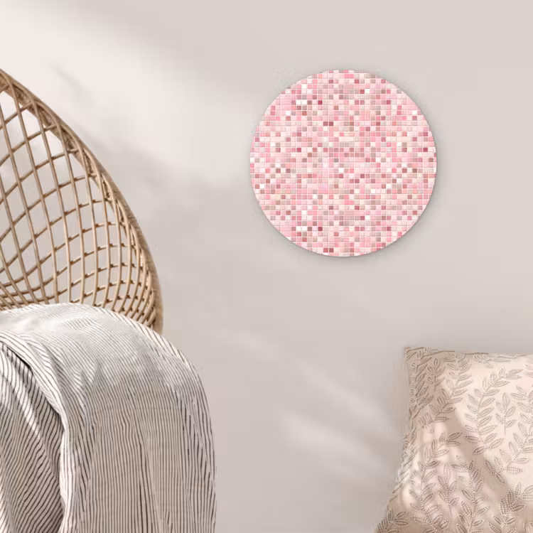 Mozaïek - Patroon - Roze Wandcirkel kunststof plaat 5mm dik klein 188 -sfeer5
