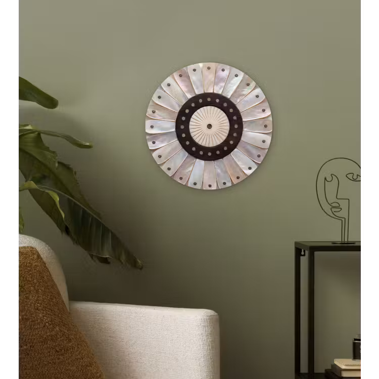 Parelmoer - Patroon - Decoratie - Ambacht - Wit Wandcirkel kunststof plaat 5mm dik klein -sfeer3