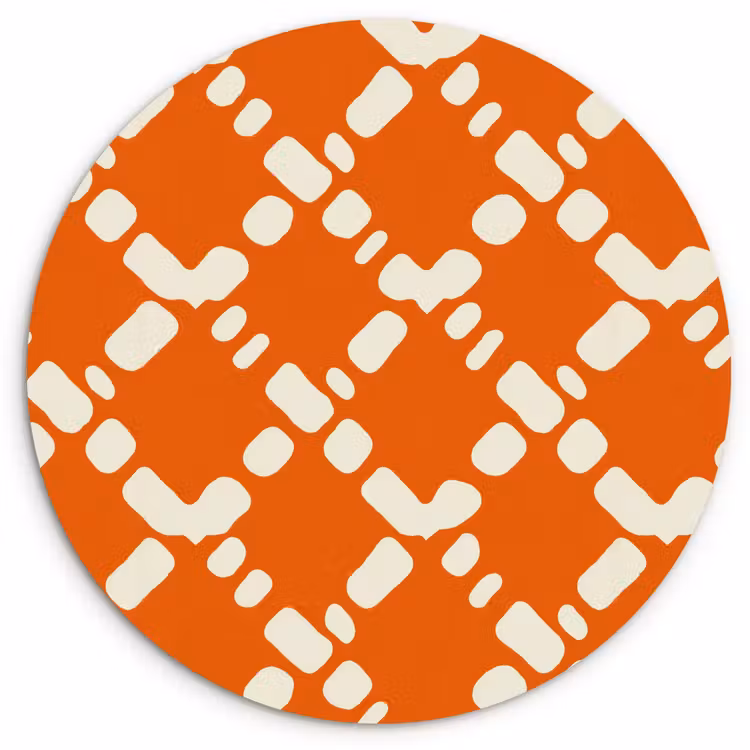 Oranje - Ruitpatroon - Wit Wandcirkel kunststof plaat 5mm dik klein 188 -3d