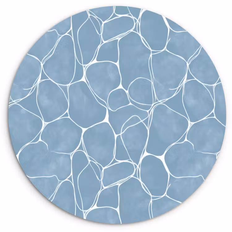 Organisch - Patroon - Blauw Wandcirkel kunststof plaat 5mm dik klein 188 -3d