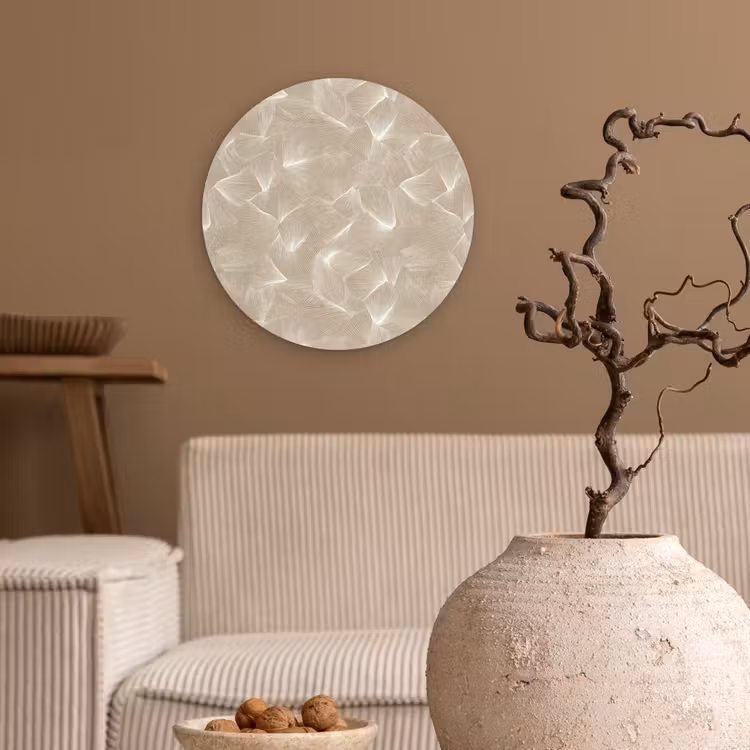 Organisch - Textuur - Beige Wandcirkel kunststof plaat 5mm dik klein 188 -sfeer1