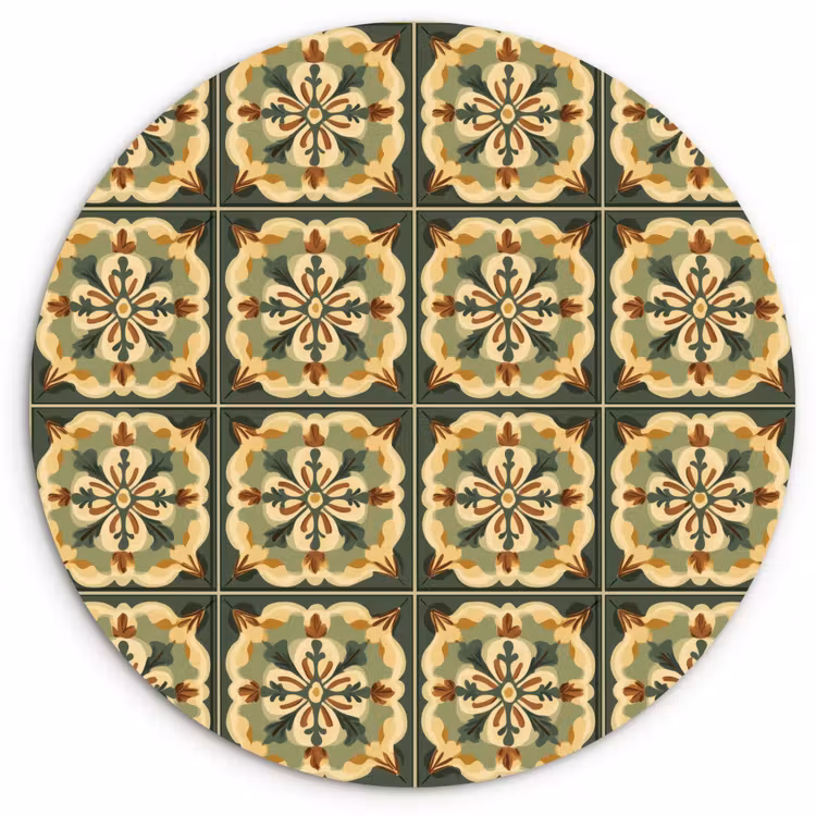Ornament - Patroon - Groen Wandcirkel kunststof plaat 5mm dik klein 188 -3d