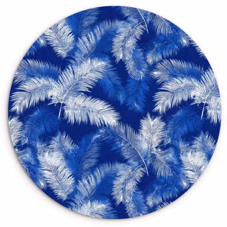 Palmblad - Patroon - Blauw Wandcirkel kunststof plaat 5mm dik klein 188 -3d