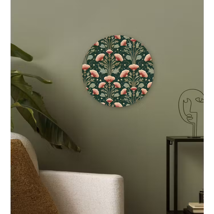 Patroon - Botanisch - Kleurrijk Wandcirkel kunststof plaat 5mm dik klein 188 -sfeer3