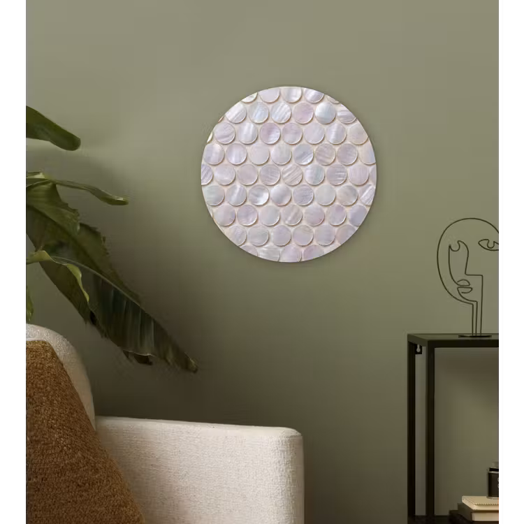 Patroon - Cirkels - Abstract - Modern - Wit Wandcirkel kunststof plaat 5mm dik klein -sfeer3