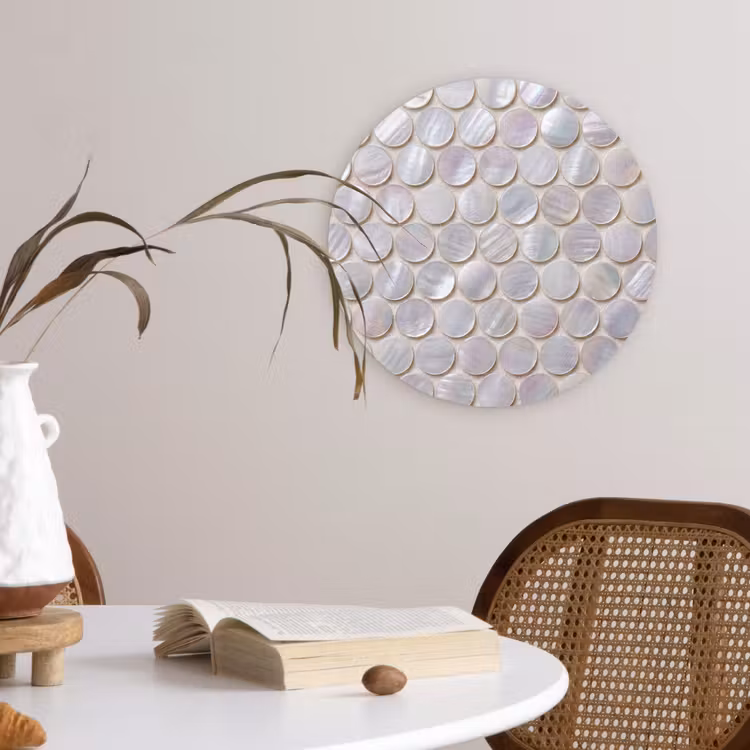 Patroon - Cirkels - Abstract - Modern - Wit Wandcirkel kunststof plaat 5mm dik klein -sfeer4
