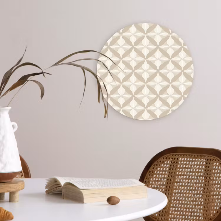 Patroon - Klassiek - Beige Wandcirkel kunststof plaat 5mm dik klein 188 -sfeer4