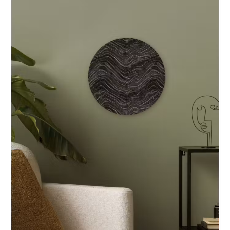 Patroon - Contrast - Antraciet Wandcirkel kunststof plaat 5mm dik klein 188 -sfeer3