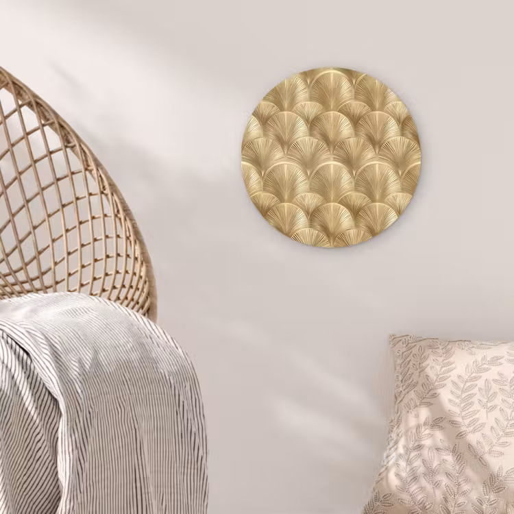Patroon - Waaier - Goud Wandcirkel kunststof plaat 5mm dik klein 188 -sfeer5