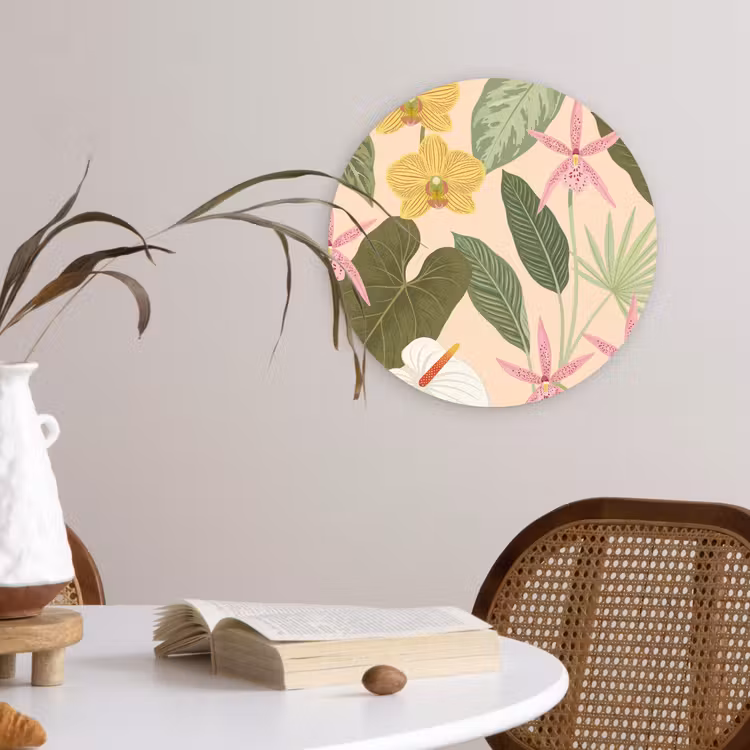 Patroon - Bloemen - Kleurrijk Wandcirkel kunststof plaat 5mm dik klein -sfeer4