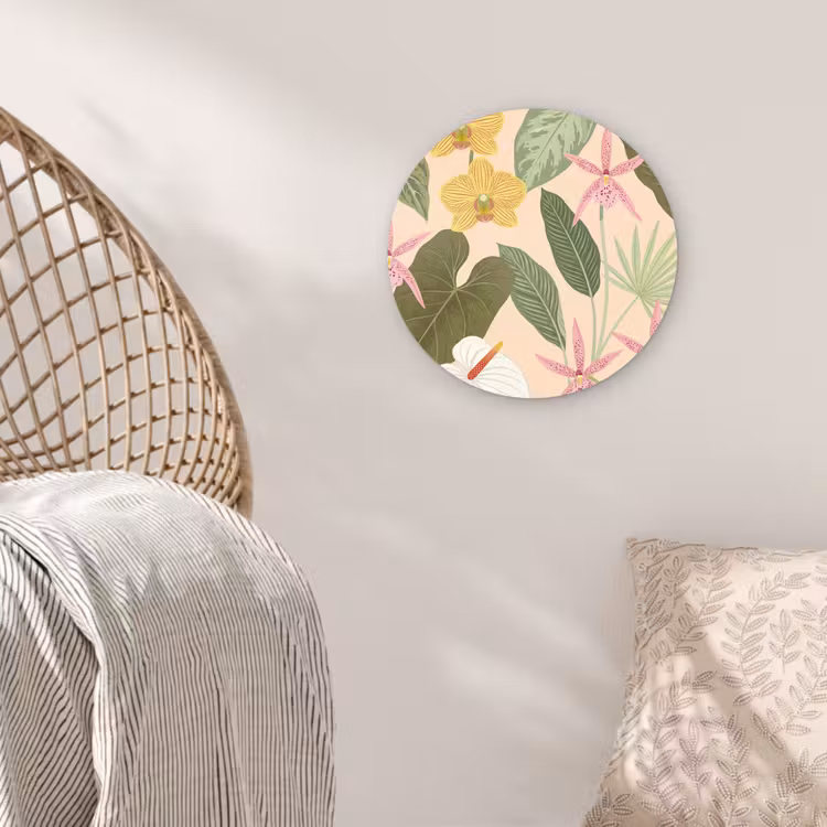 Patroon - Bloemen - Kleurrijk Wandcirkel kunststof plaat 5mm dik klein -sfeer5