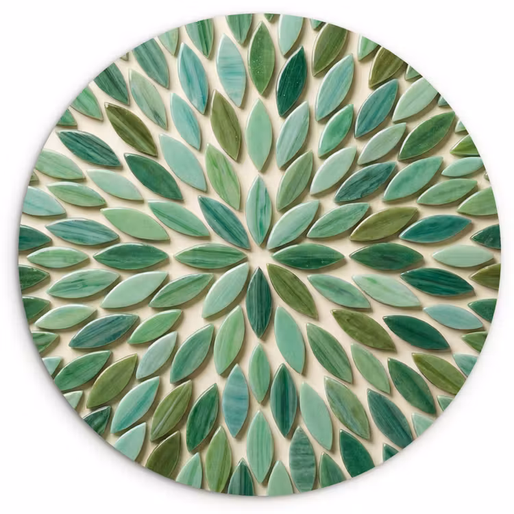Patroon - Blad - Groen - Abstract Wandcirkel kunststof plaat 5mm dik klein -3d