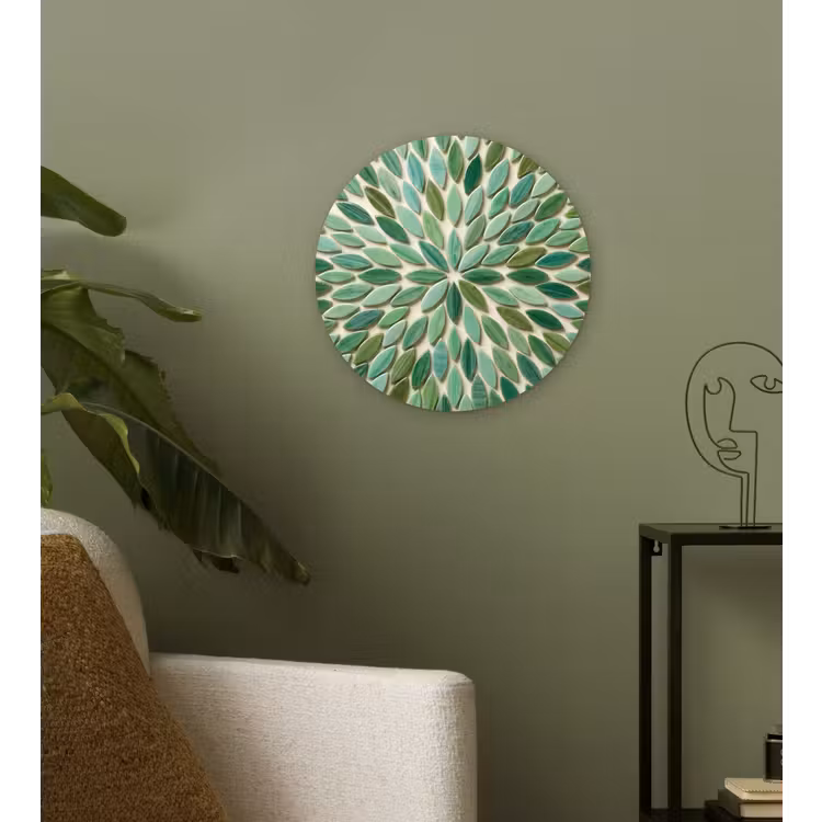 Patroon - Blad - Groen - Abstract Wandcirkel kunststof plaat 5mm dik klein -sfeer3