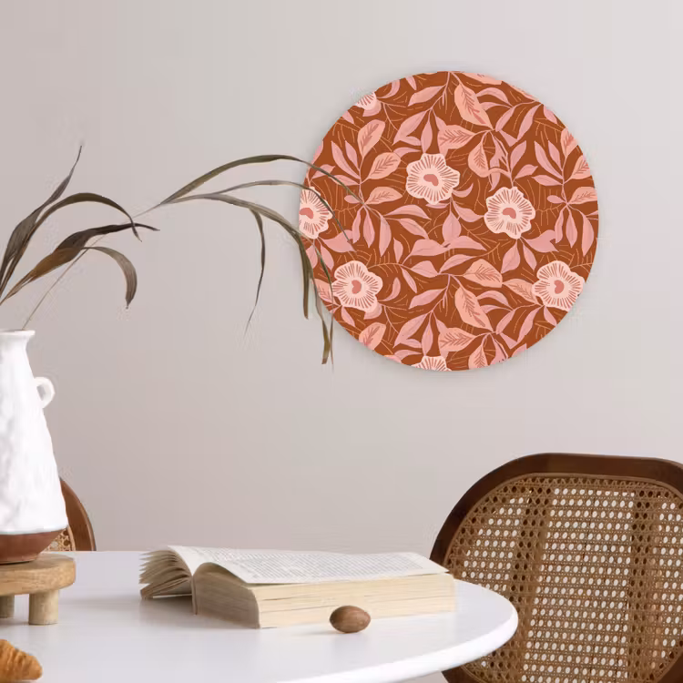 Patroon - Bladeren - Terracotta Wandcirkel kunststof plaat 5mm dik klein 188 -sfeer4