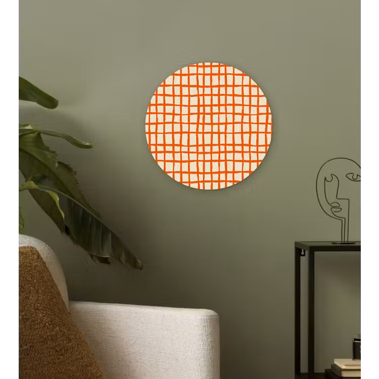 Patroon - Lijnen - Oranje Wandcirkel kunststof plaat 5mm dik klein 188 -sfeer3