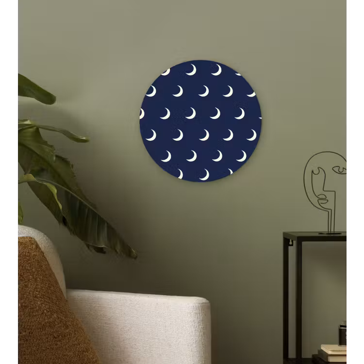 Patroon - Manen - Blauw Wandcirkel kunststof plaat 5mm dik klein 188 -sfeer3