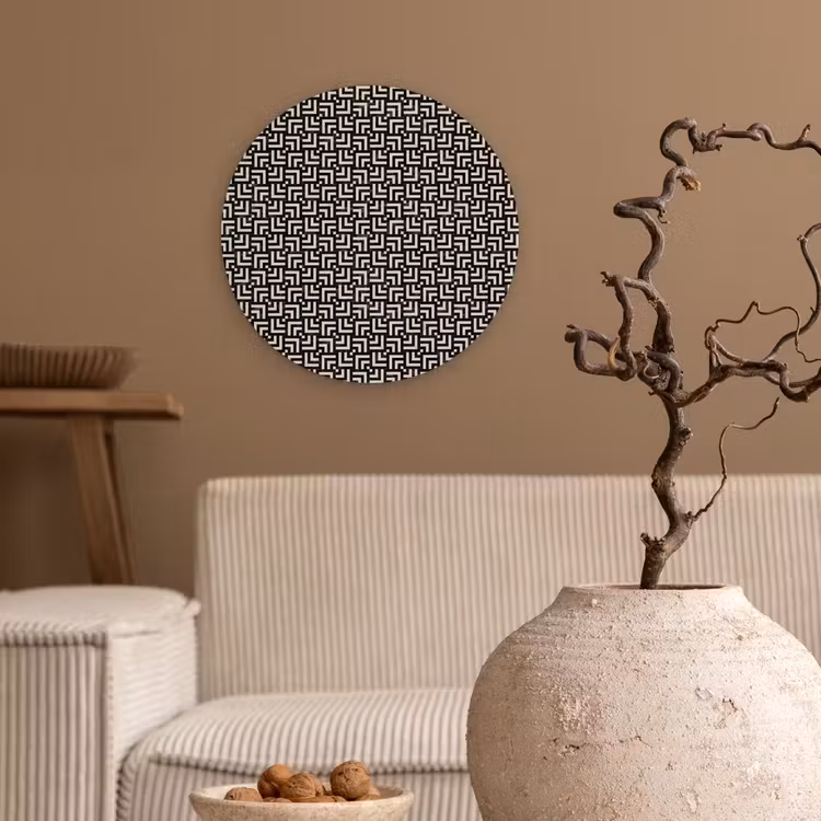 Patroon - Marmer - Zwart Wandcirkel kunststof plaat 5mm dik klein 188 -sfeer1