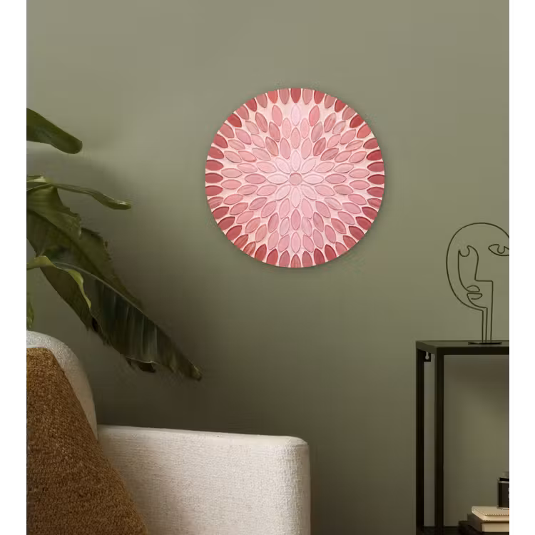 Patroon - Mozaïek - Ovaal - Abstract - Roze Wandcirkel kunststof plaat 5mm dik klein -sfeer3