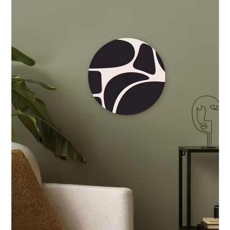 round wall art - Pattern - Organic - Black - Patroon - Organisch - Zwart Wandcirkel kunststof plaat 5mm dik klein