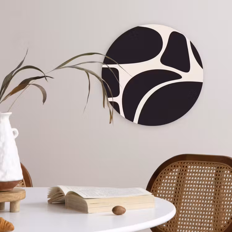 round wall art - Pattern - Organic - Black - Patroon - Organisch - Zwart Wandcirkel kunststof plaat 5mm dik klein