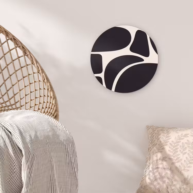 round wall art - Pattern - Organic - Black - Patroon - Organisch - Zwart Wandcirkel kunststof plaat 5mm dik klein