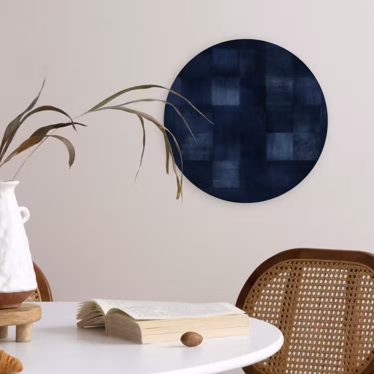 Patroon - Ruit - Marineblauw Wandcirkel kunststof plaat 5mm dik klein 188 -sfeer4