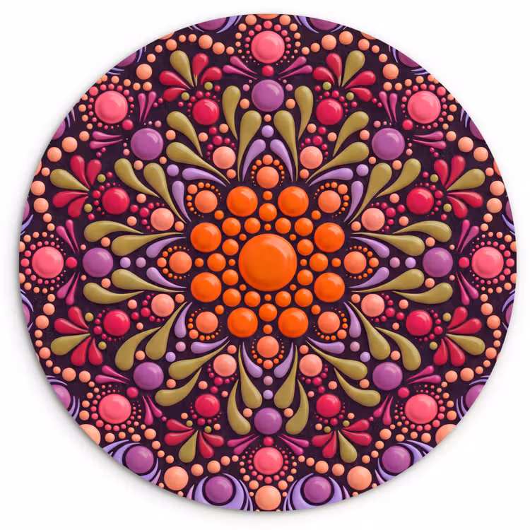 Patroon - Stippen - Abstract - Modern - Kleurrijk Wandcirkel kunststof plaat 5mm dik klein -3d