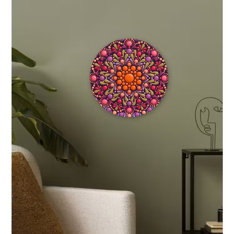 Patroon - Stippen - Abstract - Modern - Kleurrijk Wandcirkel kunststof plaat 5mm dik klein -sfeer3