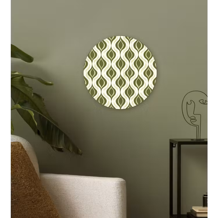 Patroon - Retro - Groen Wandcirkel kunststof plaat 5mm dik klein 188 -sfeer3