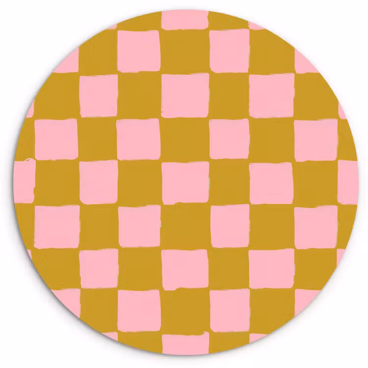 Patroon - Vierkant - Roze Wandcirkel kunststof plaat 5mm dik klein 188 -3d