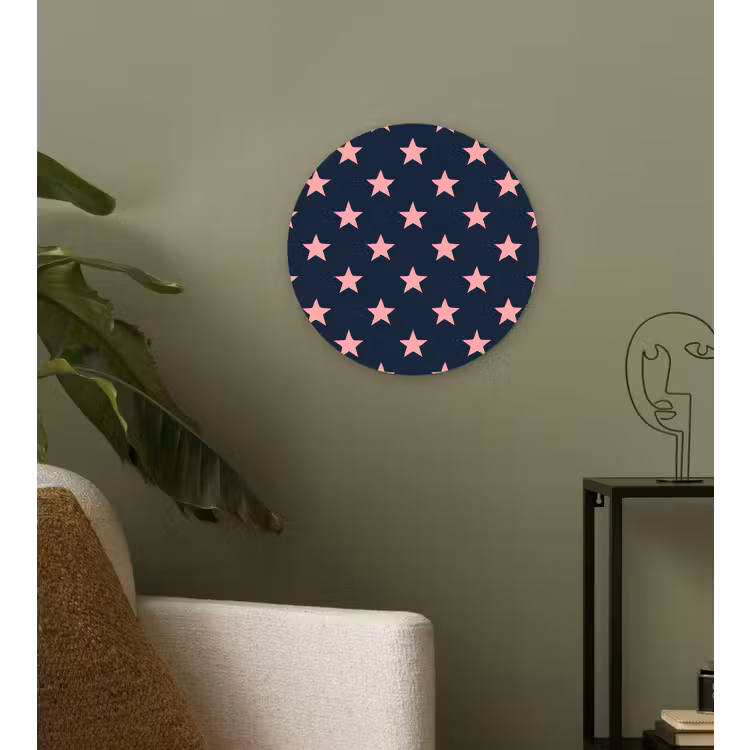 Patroon - Sterren - Roze Wandcirkel kunststof plaat 5mm dik klein 188 -sfeer3