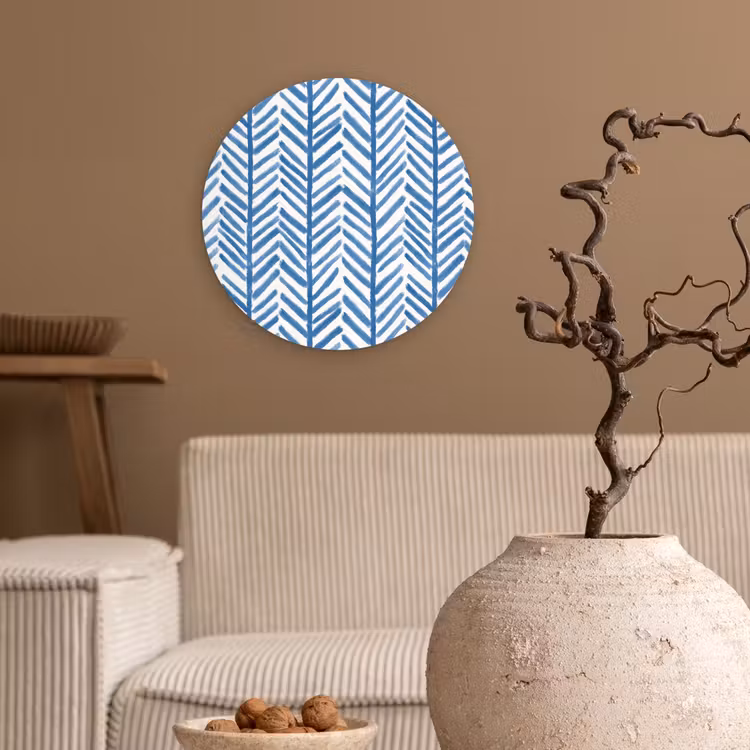 Patroon - Streep - Blauw Wandcirkel kunststof plaat 5mm dik klein 188 -sfeer1