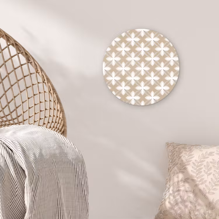 Patroon - Symmetrisch - Beige Wandcirkel kunststof plaat 5mm dik klein 188 -sfeer5
