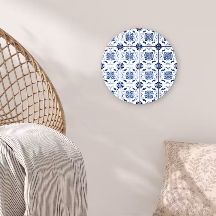 Patroon - Tegel - Blauw Wandcirkel kunststof plaat 5mm dik klein 188 -sfeer5