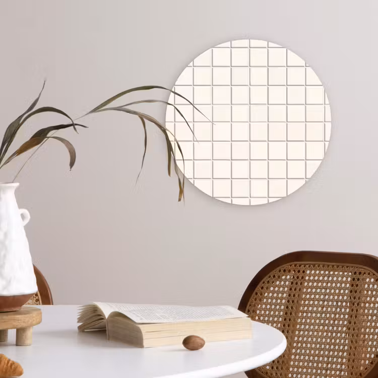 Patroon - Tegels - Wit Wandcirkel kunststof plaat 5mm dik klein 188 -sfeer4