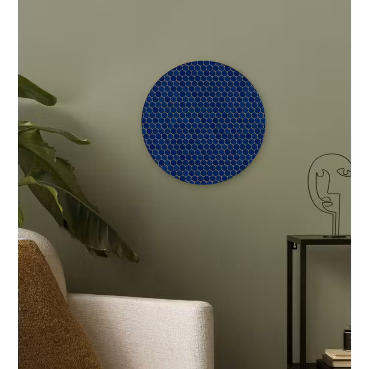 Penny - Mozaïek - Donkerblauw Wandcirkel kunststof plaat 5mm dik klein 188 -sfeer3