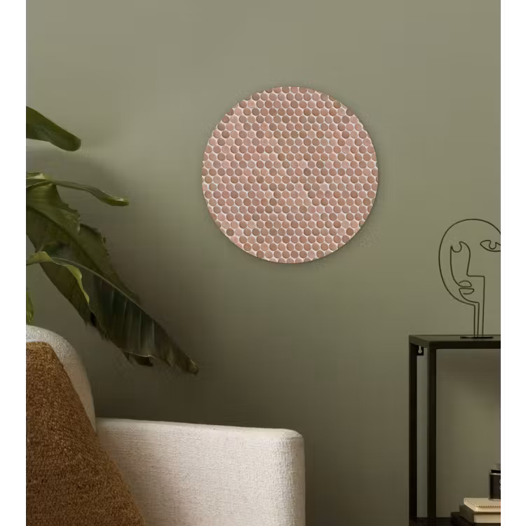 Penny - Mozaïek - Oudroze - Terracotta Wandcirkel kunststof plaat 5mm dik klein 188 -sfeer3