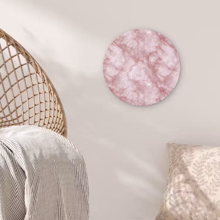Roze - Kwartsmarmer - Aders Wandcirkel kunststof plaat 5mm dik klein 188 -sfeer5
