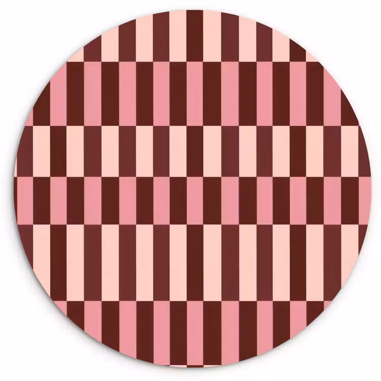 Roze - Rood - Blokjes Wandcirkel kunststof plaat 5mm dik klein 188 -3d