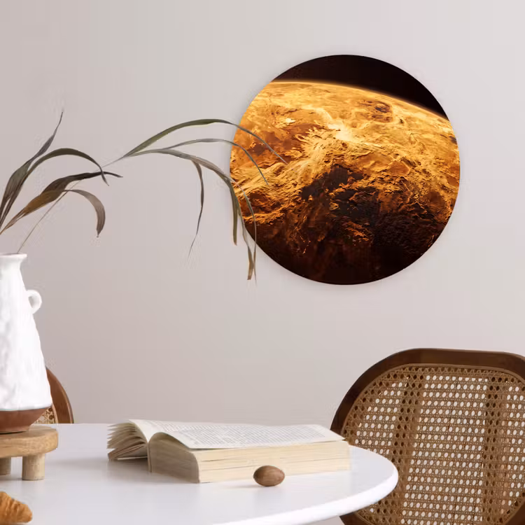 round wall art - Planet - Space - Orange - Planeet - Ruimte - Oranje Wandcirkel kunststof plaat 5mm dik klein