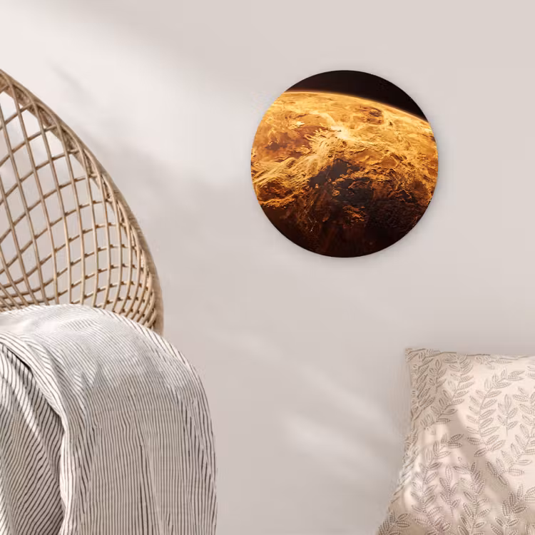 round wall art - Planet - Space - Orange - Planeet - Ruimte - Oranje Wandcirkel kunststof plaat 5mm dik klein