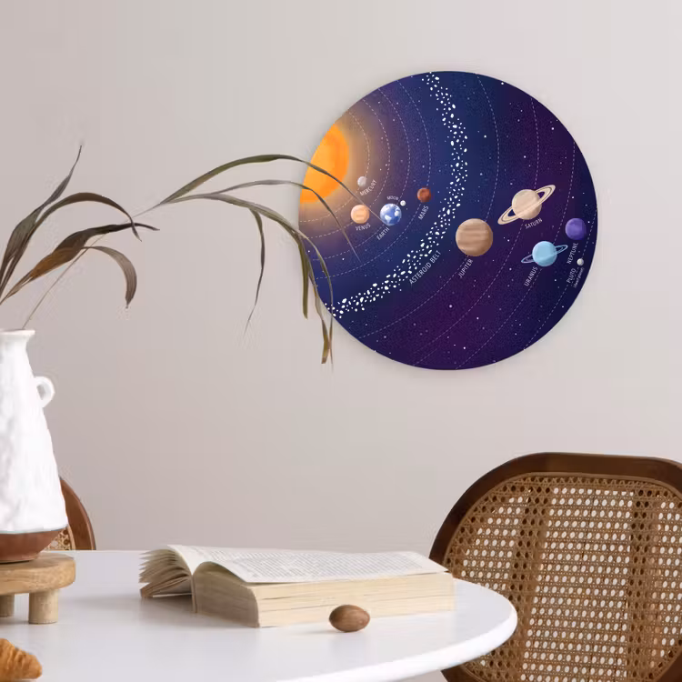 Planetenstelsel - Ruimte - Illustratie Wandcirkel kunststof plaat 5mm dik klein -sfeer4