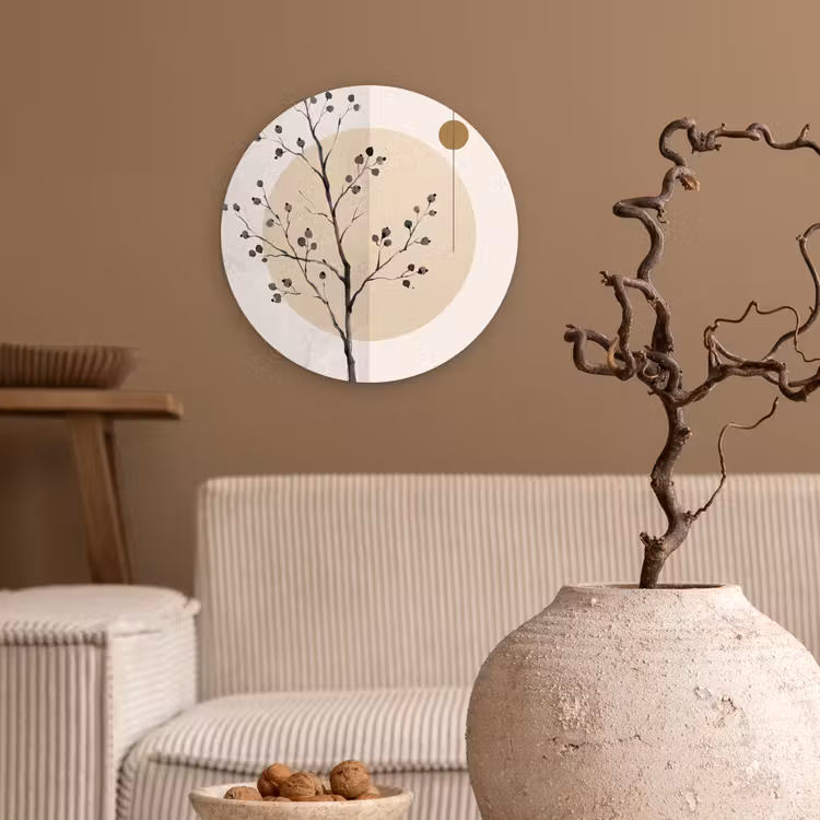 round wall art - Plant - Abstract - Beige - Plant - Abstract - Beige Wandcirkel kunststof plaat 5mm dik klein