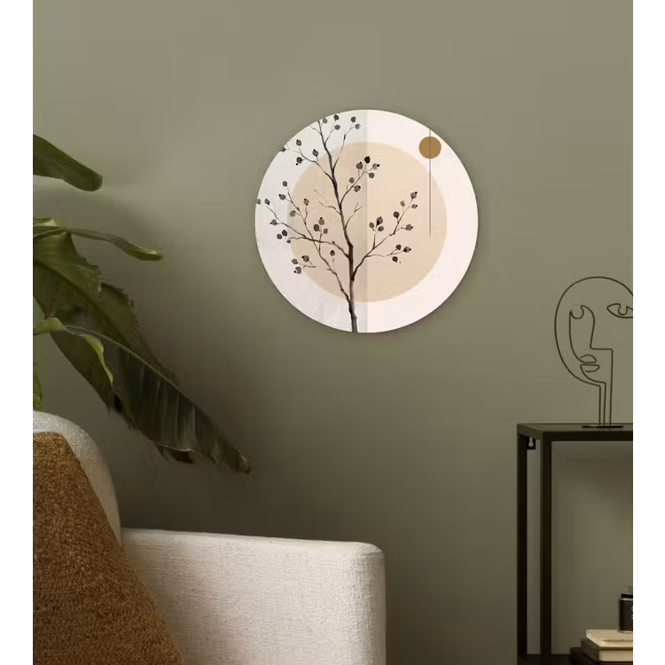 round wall art - Plant - Abstract - Beige - Plant - Abstract - Beige Wandcirkel kunststof plaat 5mm dik klein