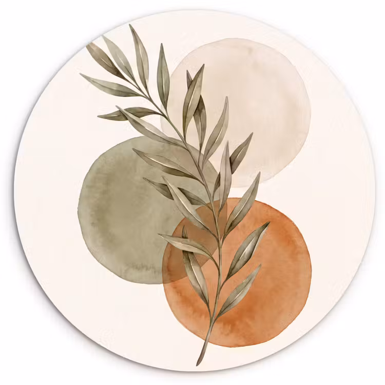 round wall art - Plant - Circles - Abstract - Plant - Cirkels - Abstract Wandcirkel kunststof plaat 5mm dik klein