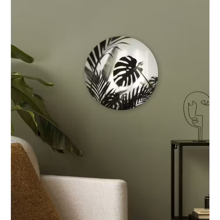 Planten - Bladeren - Natuur - Minimalistisch - Groen Wandcirkel kunststof plaat 5mm dik klein -sfeer3