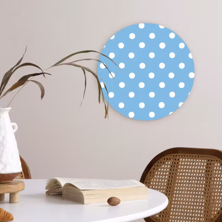 Polka - Dots - Blauw Wandcirkel kunststof plaat 5mm dik klein 188 -sfeer4