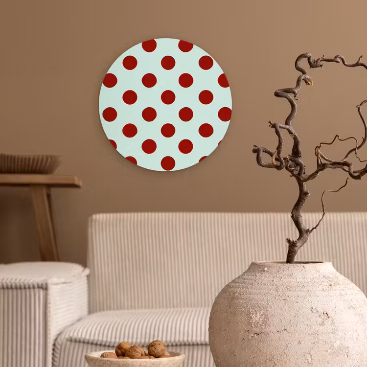 Polka - Dots - Rood Wandcirkel kunststof plaat 5mm dik klein 188 -sfeer1