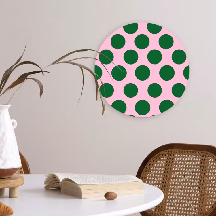 Polkadots - Patroon - Groen Wandcirkel kunststof plaat 5mm dik klein 188 -sfeer4